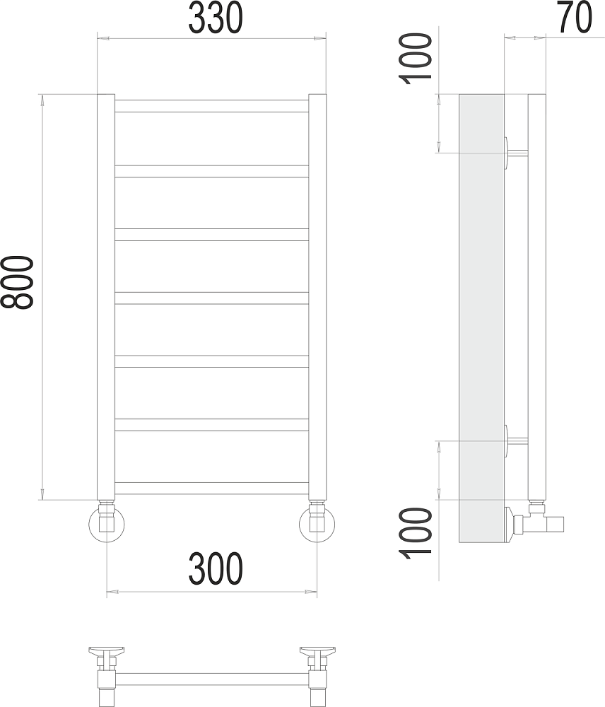 Полотенцесушитель водяной Terminus Контур П7 300х800 купить в интернет-магазине сантехники Sanbest