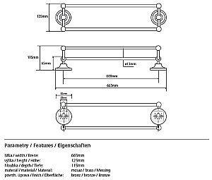 Полотенцедержатель двойной Bemeta Retro 144104237 купить в интернет-магазине сантехники Sanbest