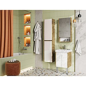 Тумба с раковиной Акватон Сканди Doors 45 белая/дуб рустикальный для ванной в интернет-магазине Sanbest