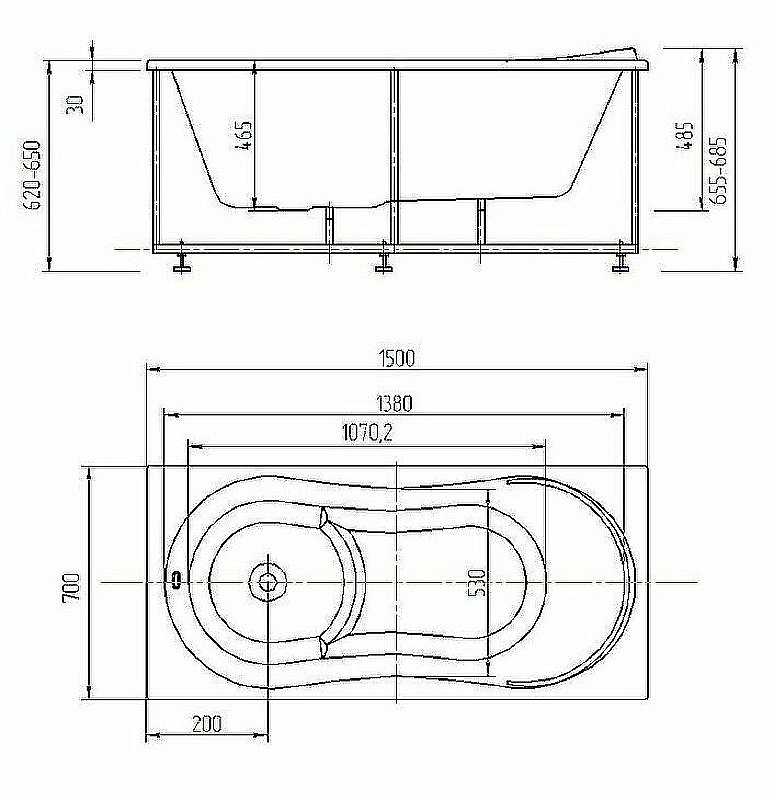 Ванна Aquatek Афродита 150х70 AFR150-0000033 белая купить в интернет-магазине Sanbest