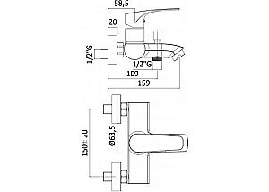 Смеситель для ванны Paffoni Lime LM022CR купить в интернет-магазине сантехники Sanbest