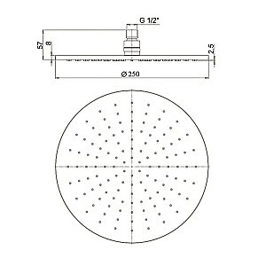 Верхний душ Paini 50PW759TT25 никель брашированный купить в интернет-магазине сантехники Sanbest