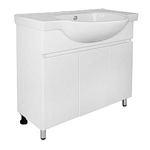 Тумба с раковиной Loranto Ирис CS00093567 80Н напольная, с раковиной Teo 80, белая для ванной в интернет-магазине Sanbest