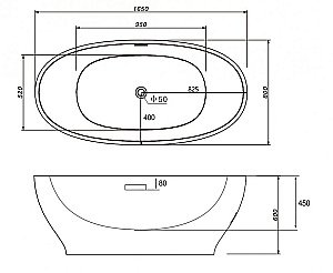 Ванна акриловая отдельностоящая ABBER AB9207 165x80 купить в интернет-магазине Sanbest
