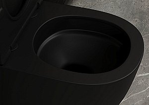 Унитаз напольный Abber Bequem AC1111TMB черный матовый, безободковый, с крышкой микролифт, слив-торнадо купить в интернет-магазине Sanbest