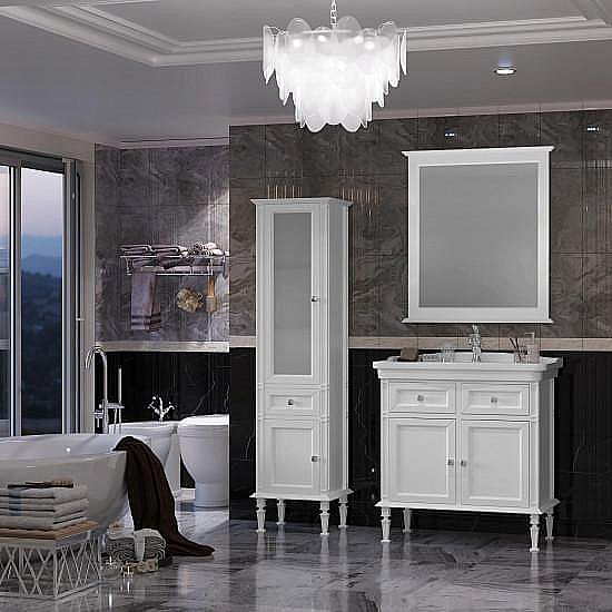 Пенал Опадирис Кантара 46 белый матовый для ванной в интернет-магазине сантехники Sanbest