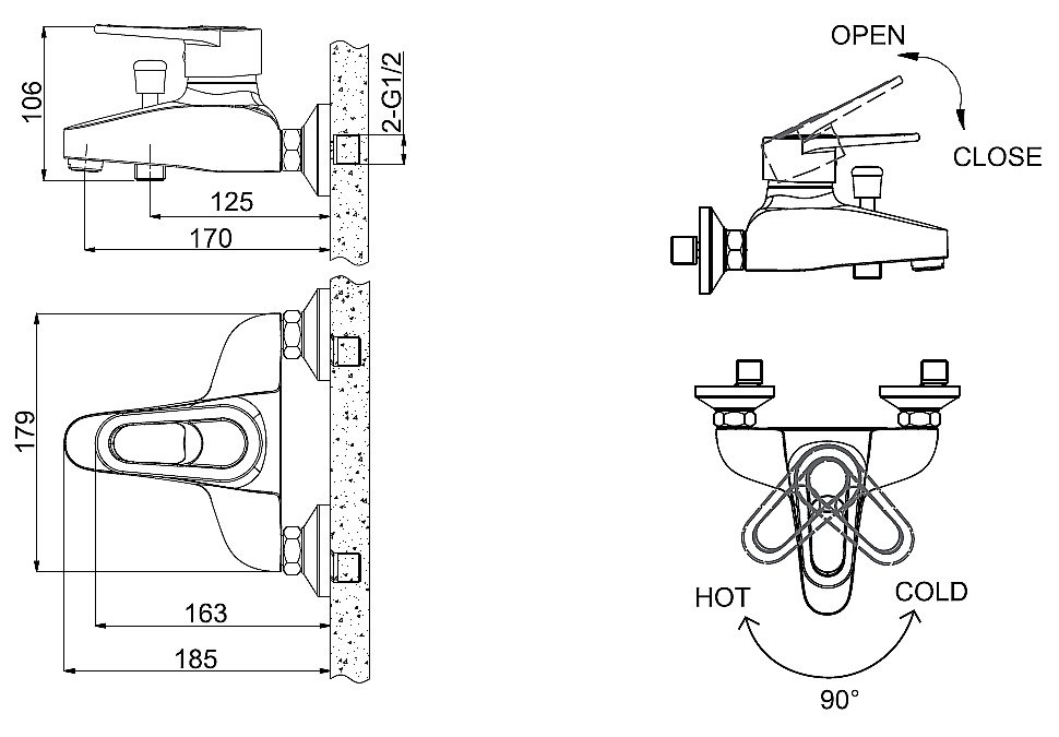 Смеситель для ванны Bravat LOOP F6124182BM-01-RUS купить в интернет-магазине сантехники Sanbest