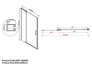 Душевая дверь Vincea Extra VDP-1E8090CLGM 80/90 профиль вороненая сталь/стекло прозрачное купить в интернет-магазине Sanbest
