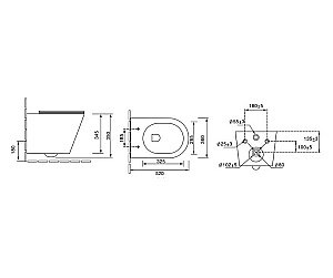 Унитаз подвесной Grossman Fly GR-4478S безободковый, с крышкой микролифт, белый купить в интернет-магазине Sanbest