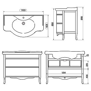 Тумба с раковиной Tiffany World Armony Nuovo ARM2110-B+GIU200110/ALZA bi*1 комплект для ванной в интернет-магазине Sanbest