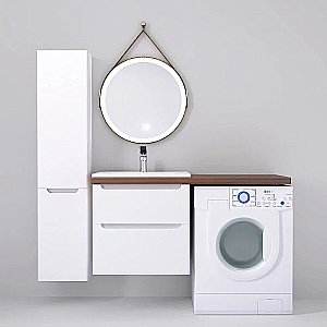 Пенал Jorno Wood 33 Wood.04.150/P/W белый для ванной в интернет-магазине сантехники Sanbest