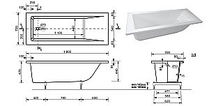 Ванна Taliente Egoista EG2318070-1 180х70 белая купить в интернет-магазине Sanbest