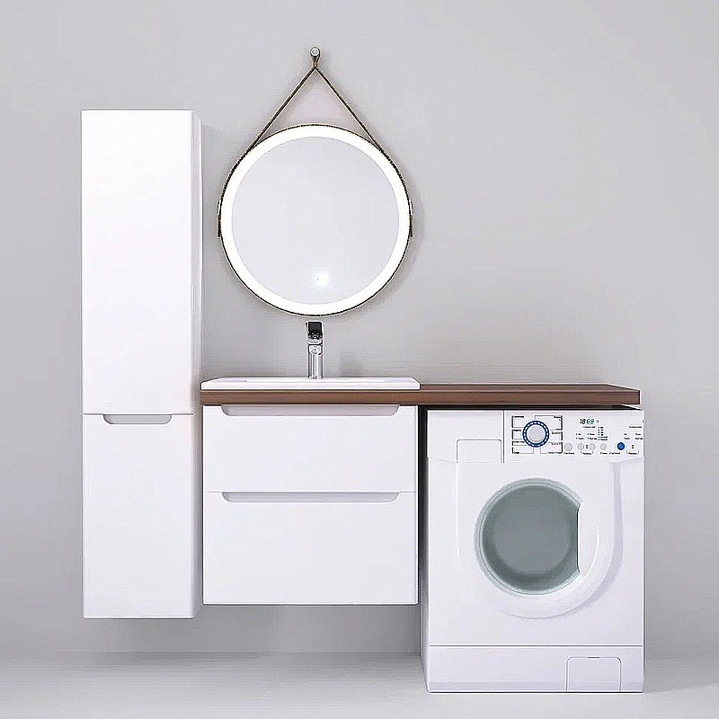 Пенал Jorno Wood 33 Wood.04.150/P/W белый для ванной в интернет-магазине сантехники Sanbest