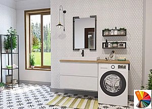 Тумба с раковиной Эстет Malibu Luxe 155 любой цвет тумбы и раковины под заказ для ванной в интернет-магазине Sanbest