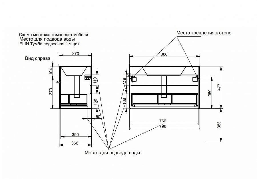 Тумба с раковиной Эстет Elin 80 белая для ванной в интернет-магазине Sanbest