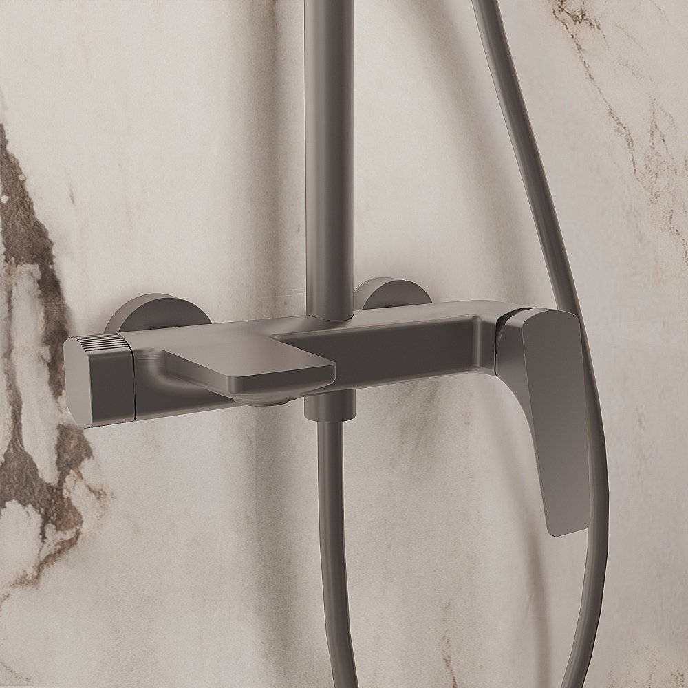 Душевая система Vincea Puro VSFS-5P1GM вороненая сталь купить в интернет-магазине сантехники Sanbest