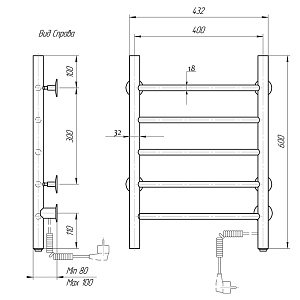 Полотенцесушитель электрический Domoterm Классик DMT 109-5 40x60 EK хром купить в интернет-магазине сантехники Sanbest