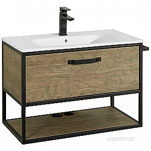 Тумба с раковиной Акватон Лофт Фабрик/Виктория 80 дуб кантри для ванной в интернет-магазине Sanbest
