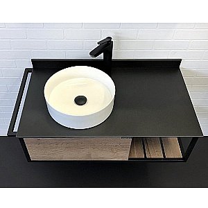 Тумба с раковиной Comforty Лиссабон 95 дуб темный для ванной в интернет-магазине Sanbest