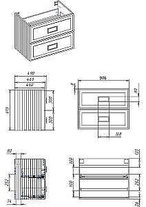 Тумба с раковиной La Fenice Cubo Twin 100 бежевая матовая, столешница черная/ручки белые для ванной в интернет-магазине Sanbest