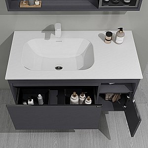 Тумба с раковиной Black&White Universe U910.1000 серый матовый для ванной в интернет-магазине Sanbest