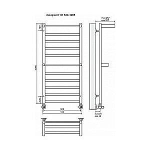 Полотенцесушитель водяной Terminus Хендрикс плюс П11 500x1086 купить в интернет-магазине сантехники Sanbest