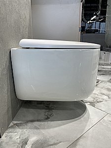 Унитаз подвесной Boheme Flow 969-SET-W белый, безободковый, с крышкой микролифт, слив торнадо купить в интернет-магазине Sanbest