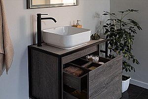 Тумба с раковиной Aquanet Nova Lite Loft 75 L/R дуб рошелье для ванной в интернет-магазине Sanbest