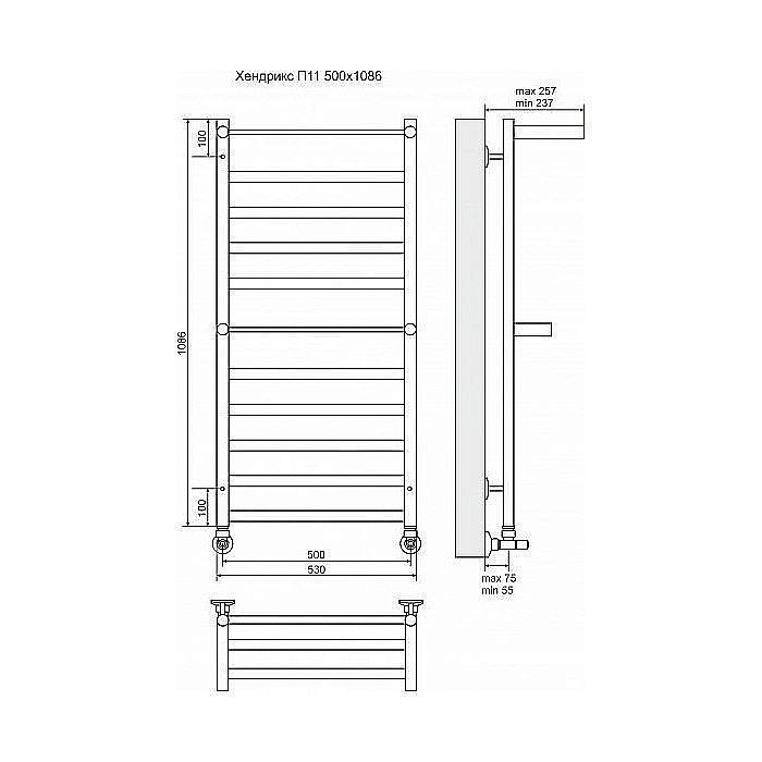 Полотенцесушитель водяной Terminus Хендрикс плюс П11 500x1086 купить в интернет-магазине сантехники Sanbest