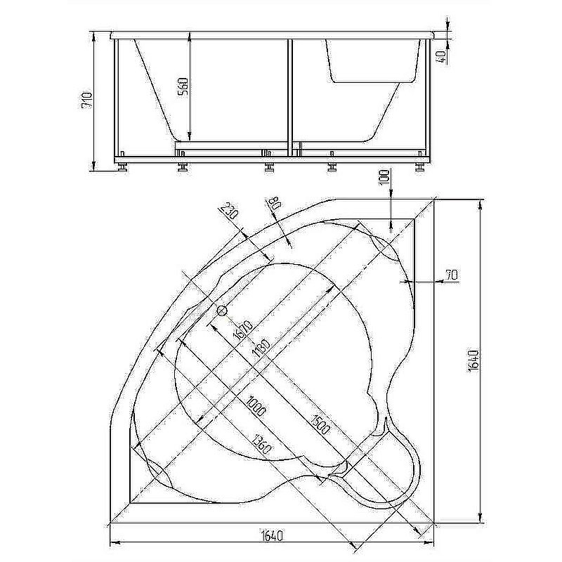 Ванна акриловая Aquatek Сириус SIR164-0000006 164х164 белая купить в интернет-магазине Sanbest