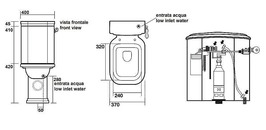 Унитаз напольный Kerasan Waldorf 4117 с бачком 4179 Белый/ручка золото купить в интернет-магазине Sanbest