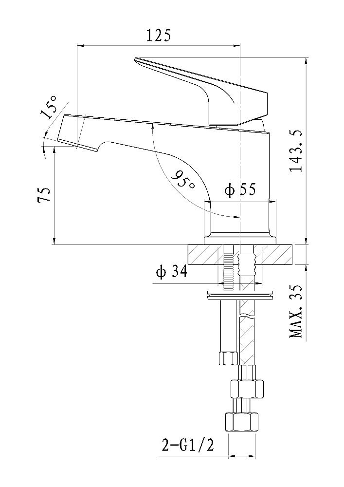 Смеситель для раковины WONZON & WOGHAND BALANCE WW-051101-CR хром купить в интернет-магазине сантехники Sanbest