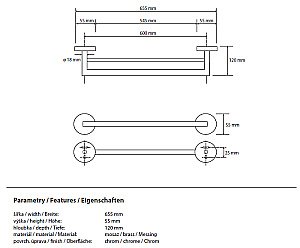 Полотенцедержатель двойной Bemeta Omega 104204052 купить в интернет-магазине сантехники Sanbest
