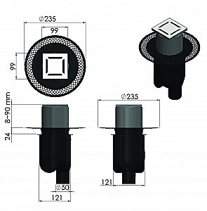 Душевой трап прямой Berges Platz Norma 10х10 090058 матовый хром купить в интернет-магазине Sanbest