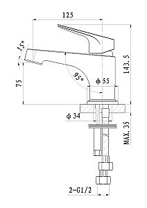 Смеситель для раковины WONZON & WOGHAND BALANCE WW-051101-CR хром купить в интернет-магазине сантехники Sanbest