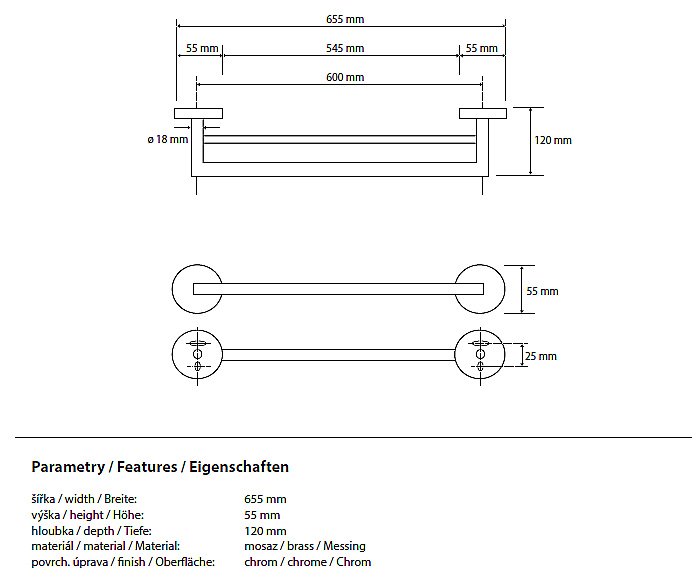 Полотенцедержатель двойной Bemeta Omega 104204052 купить в интернет-магазине сантехники Sanbest