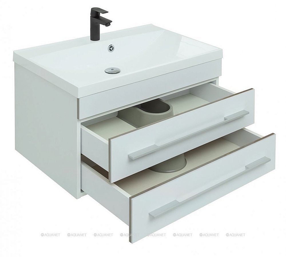 Тумба с раковиной Aquanet Верона 75 New белая матовая для ванной в интернет-магазине Sanbest