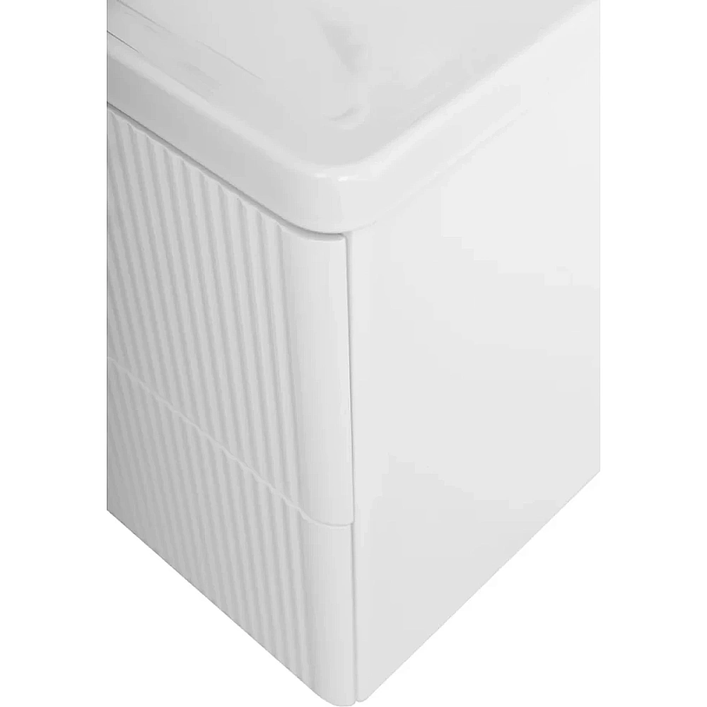 Тумба с раковиной Belbagno DUE 80 Bianco Lucido ручки в комплекте, белая глянцевая для ванной в интернет-магазине Sanbest