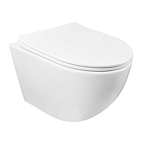 Унитаз подвесной Azario Gloria AZ-2003 белый, безободковый, с крышкой микролифт купить в интернет-магазине Sanbest