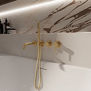 Смеситель для ванны Vincea Groove VBTW-4G1BG брашированное золото купить в интернет-магазине сантехники Sanbest