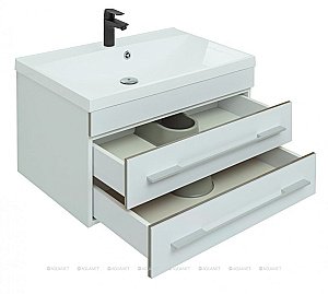 Тумба с раковиной Aquanet Верона 75 New белая матовая для ванной в интернет-магазине Sanbest