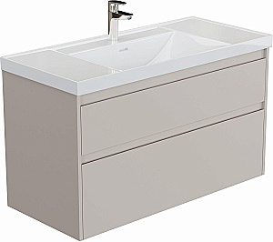 Тумба с раковиной Aquanet Nova Lite 2.0 110 346328+347434 бежевая матовая для ванной в интернет-магазине Sanbest