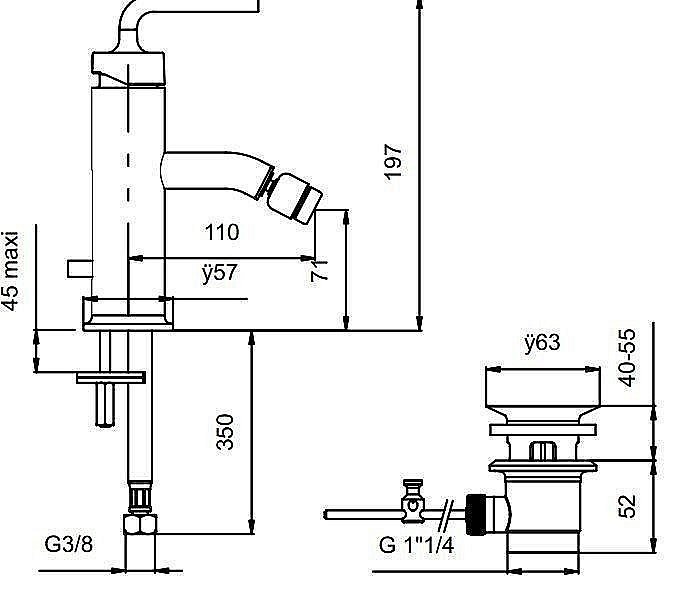 Cмеситель для биде Jacob Delafon PURIST E14434-4A-CP купить в интернет-магазине сантехники Sanbest