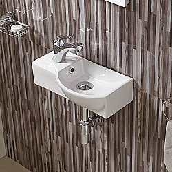 Раковина подвесная WW AISBACH 7940 GL-WT L глянцевая белая левая купить в интернет-магазине сантехники Sanbest