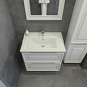 Тумба с раковиной Caprigo Ponza-A 70 два ящика, белая для ванной в интернет-магазине Sanbest