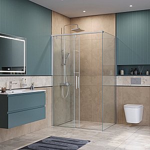 Душевой уголок BelBagno SOFT_CLOSE-1-AH-1 130х100 стекло прозрачное/профиль хром купить в интернет-магазине Sanbest