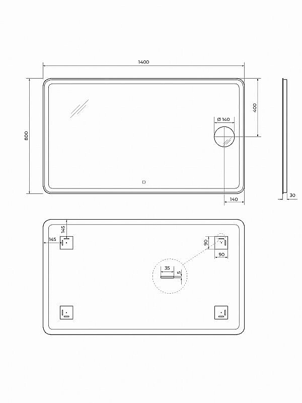 Зеркало BelBagno SPC-MAR-1400-800-LED-TCH-LNZ в ванную от интернет-магазине сантехники Sanbest