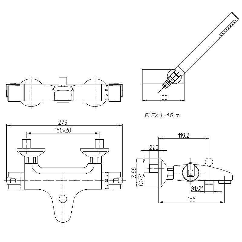Смеситель для ванны PAINI Arena 92CR105THKM хром купить в интернет-магазине сантехники Sanbest