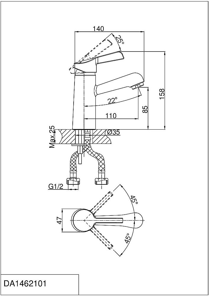 Смеситель для раковины D&K Rhein Schiller DA1462101 купить в интернет-магазине сантехники Sanbest
