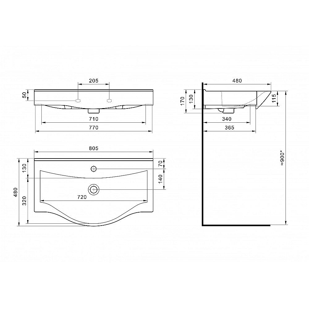 Раковина мебельная Santek Беверли 81 1.WH30.1.971 белая купить в интернет-магазине Sanbest